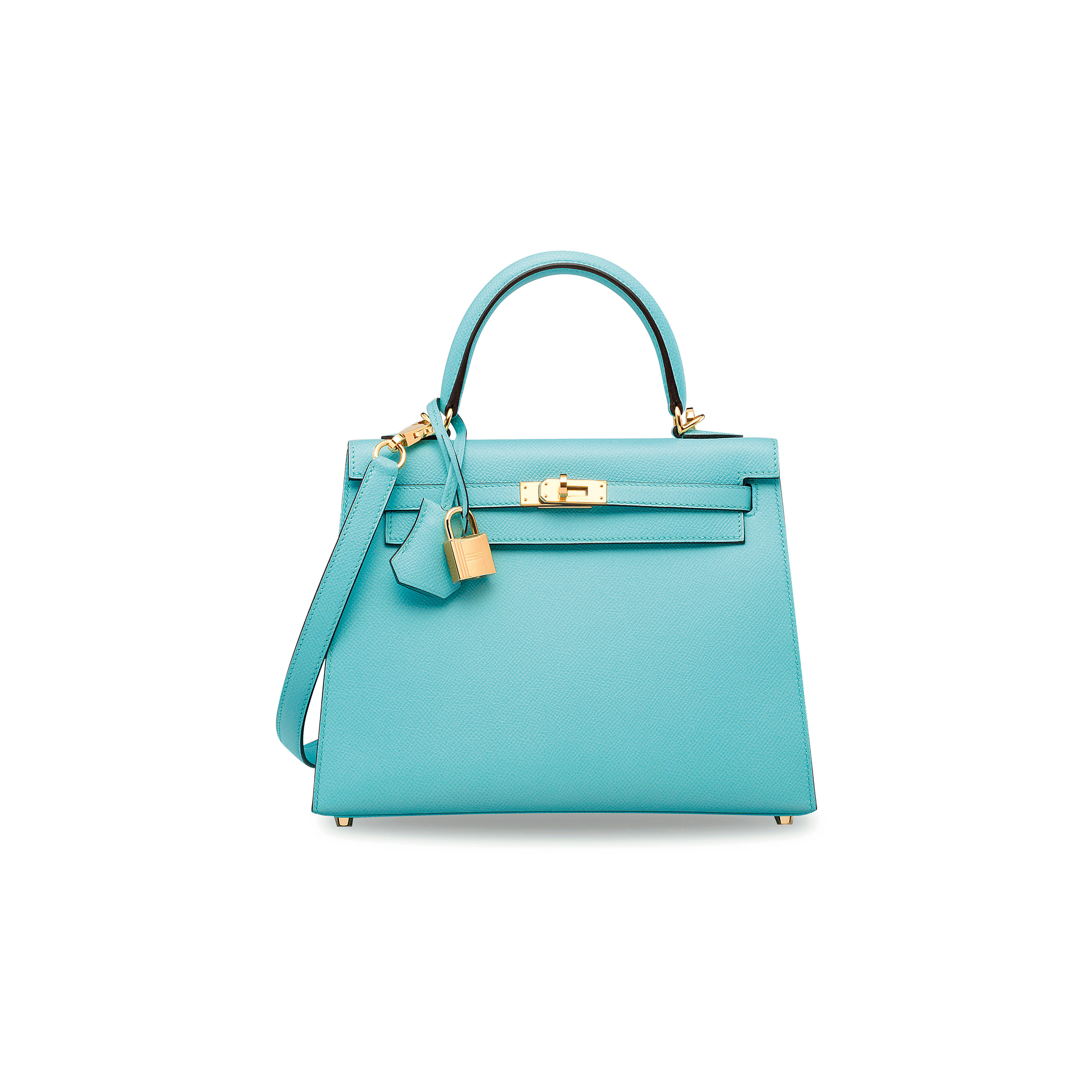 HERMÈS MASTER MACARON BLUE KELLY 25 WITH GOLD HARDWARE (25*17*7cm) 